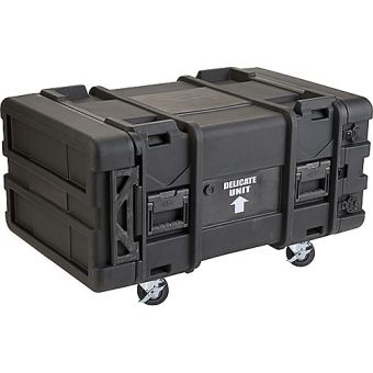 SKB 6U Roto Shockmount Rack Case, 4 Wheel - 28"/730 mm Depth